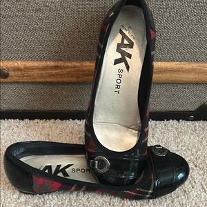 Anne Klein Women's Black and Red Plaid Flats